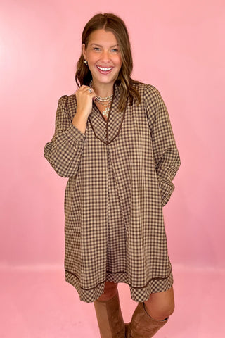 Plaid Mini Dress Mocha