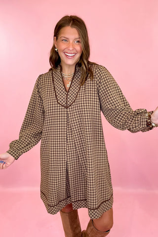 Plaid Mini Dress Mocha