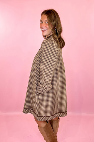 Plaid Mini Dress Mocha