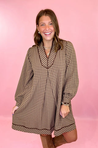 Plaid Mini Dress Mocha