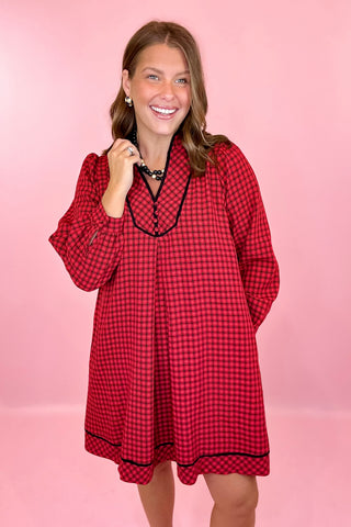 Plaid Mini Dress Red