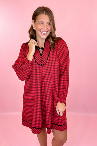 Plaid Mini Dress Red