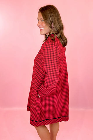 Plaid Mini Dress Red