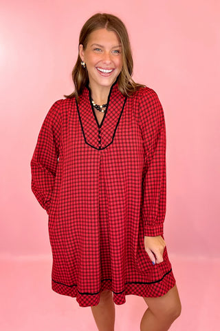 Plaid Mini Dress Red