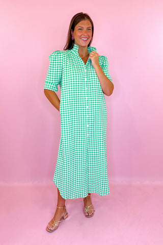 Adrienne: Nina Gingham Midi Dress
