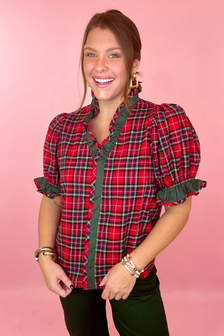 red plaid top