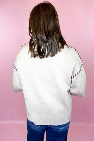 Oatmeal The Perfect Introduction Short Sleeve Sweater Top Oatmeal