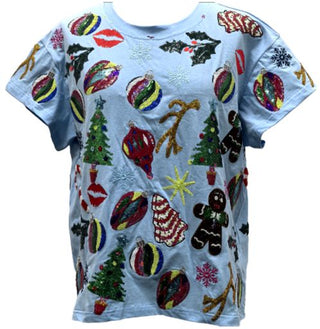 Queen Of Sparkles: Blue Christmas Icons Tee
