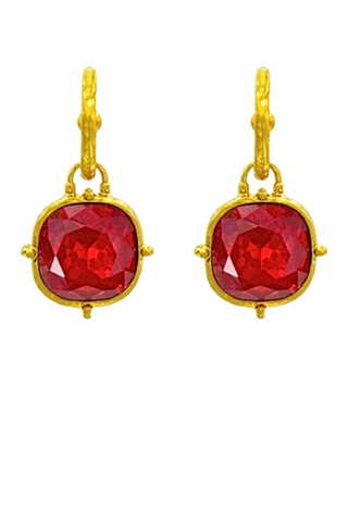 Square Stone Drop Earrings - Siam