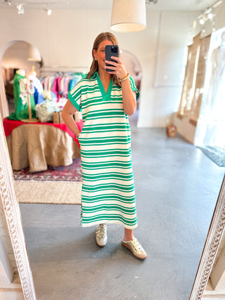 Striped Midi Dress Green