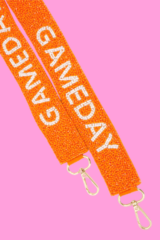 Orange Beaded Game Day Bag Strap