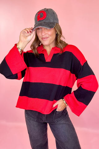 Rugby Stripe Sweater Red Black