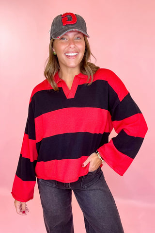 Rugby Stripe Sweater Red Black