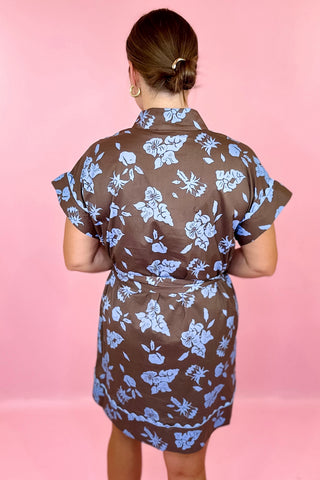 Passing The Time Floral Mini Dress Brown