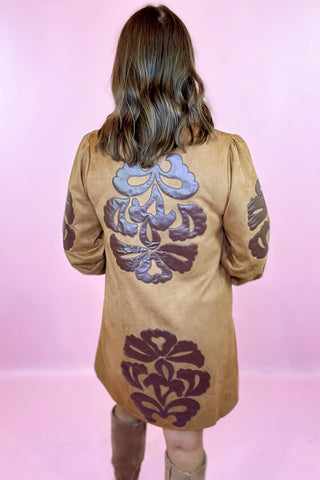 Embroidered Mini Dress Camel