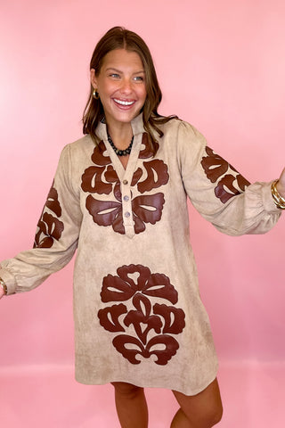 Pattern Of Thought Embroidered Mini Dress Taupe