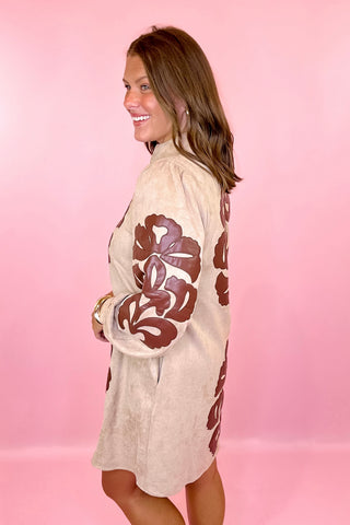 Pattern Of Thought Embroidered Mini Dress Taupe