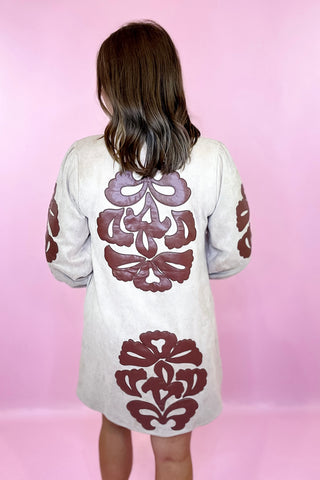 Pattern Of Thought Embroidered Mini Dress Taupe