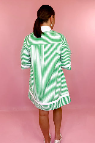 Green Striped Mini Dress