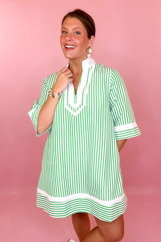 Green Striped Mini Dress