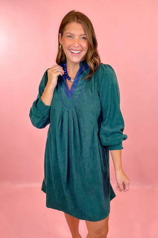 Corduroy Mini Dress Hunter Green