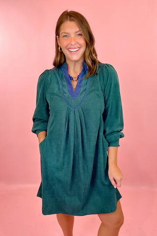 Corduroy Mini Dress Hunter Green