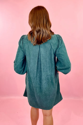 Corduroy Mini Dress Hunter Green