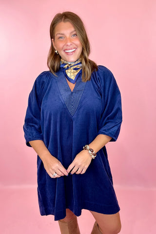 Corduroy Mini Dress Navy
