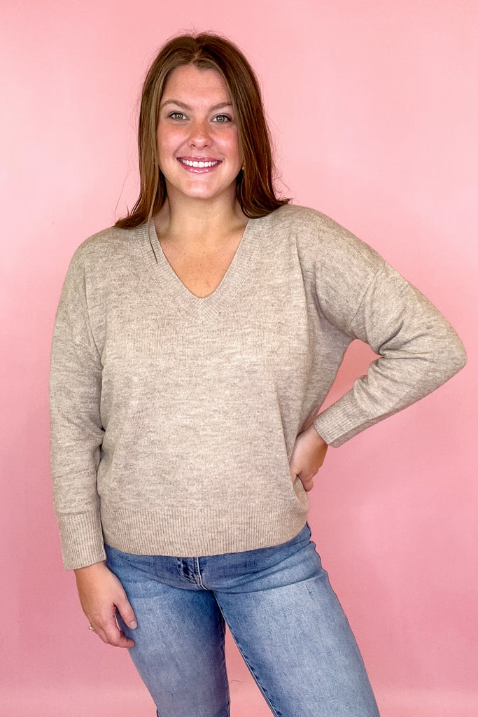 knit v neck sweater long sleeve lighweight