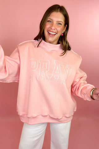 Pray Embroidered Mock Neck Sweatshirt