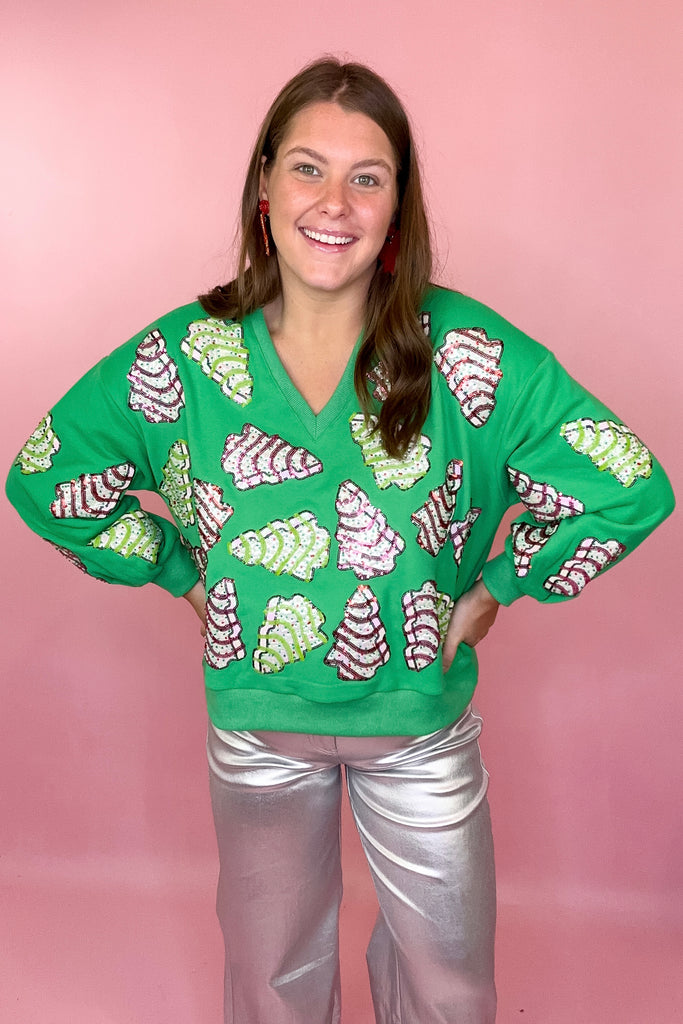 Queen Of Sparkles Green little debbie tree sweatshirt