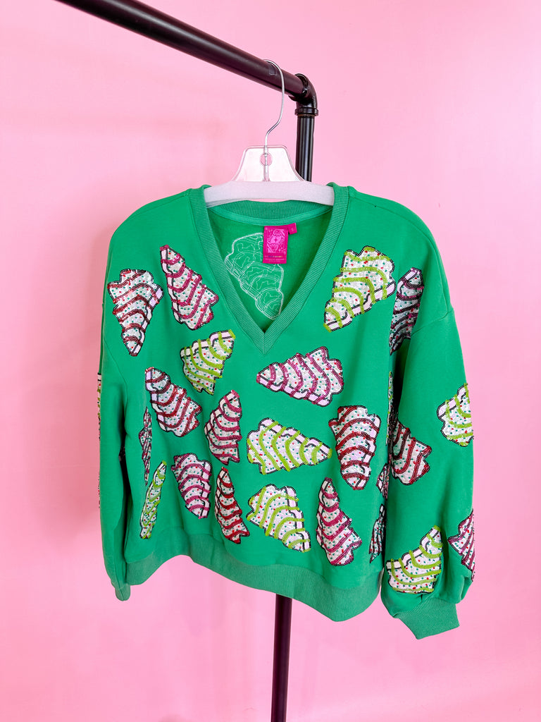 Queen Of Sparkles Green little debbie tree sweatshirt