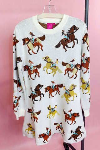 Queen Of Sparkles Horse Riders Knit Skater Dress