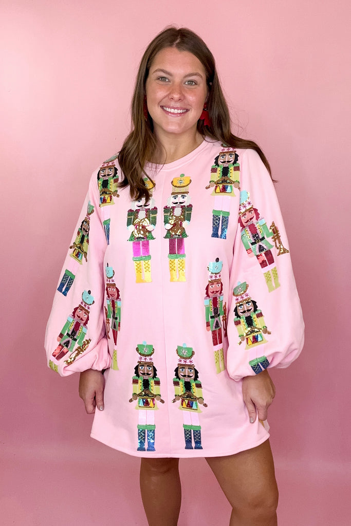 Queen Of Sparkles pink nutcracker sweatshirt dress