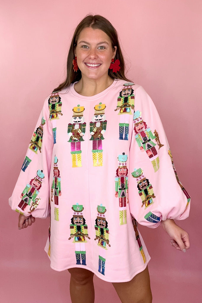 Queen Of Sparkles pink nutcracker sweatshirt dress