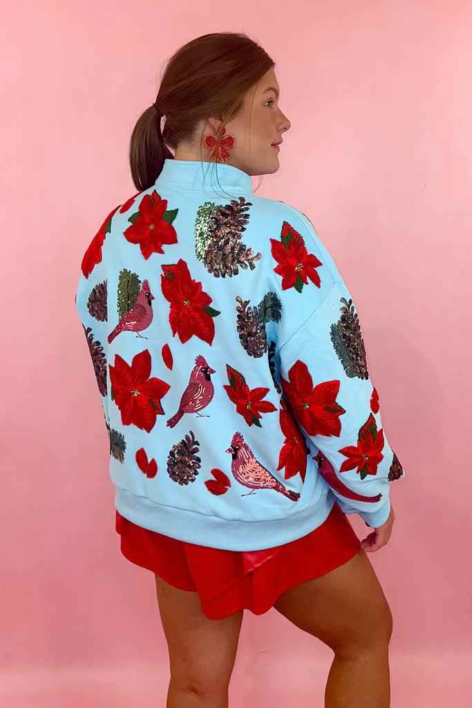 Queen Of Sparkles Poinsettia & Pinecone Sweatshirt