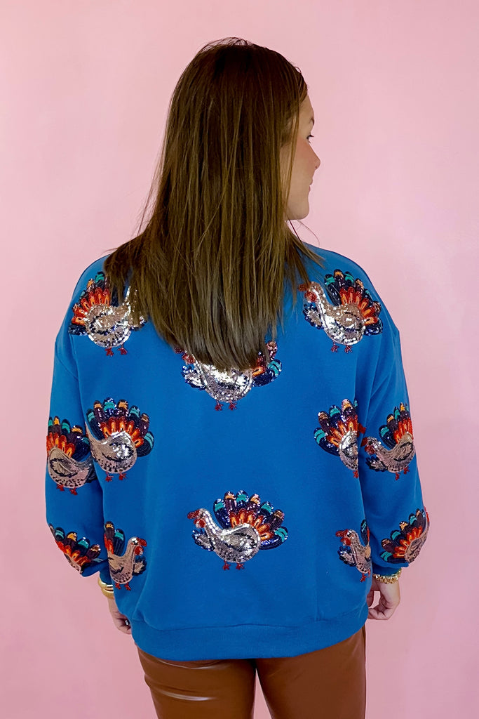 Queen Of Sparkles Teal Turkey All Over Sweatshirt