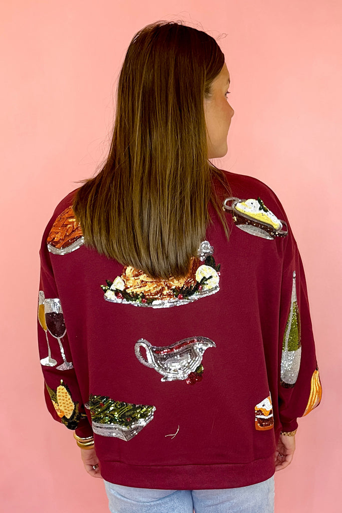 Queen Of Sparkles Maroon Turkey All Over Sweatshirt