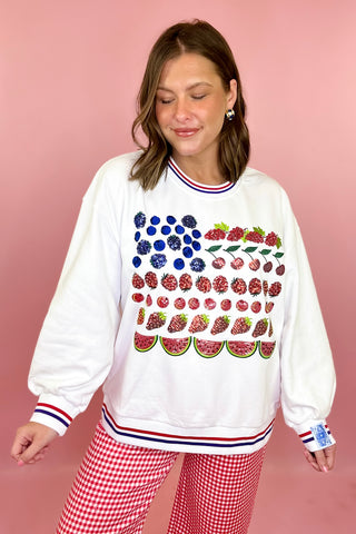 Queen Of Sparkle Fruit USA Flag Sweatshirt
