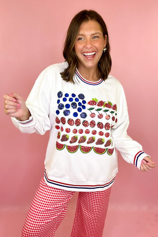 Queen Of Sparkle Fruit USA Flag Sweatshirt