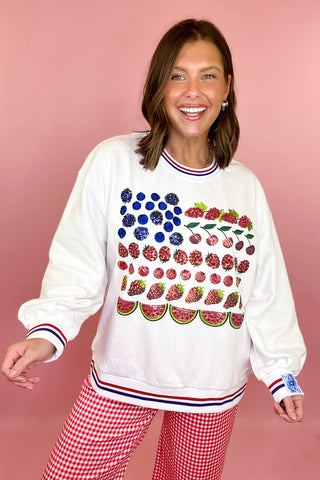 Queen Of Sparkle Fruit USA Flag Sweatshirt