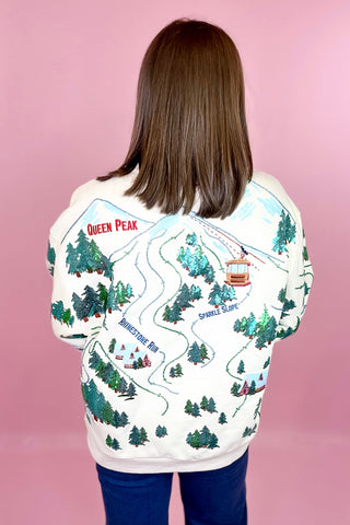 Queen Of Sparkles Beige Sparkle Slope Scenery Sweatshirt