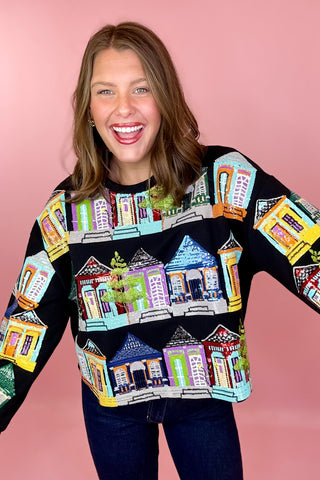 Queen Of Sparkles Black Multi Nola Porches Sweatshirt