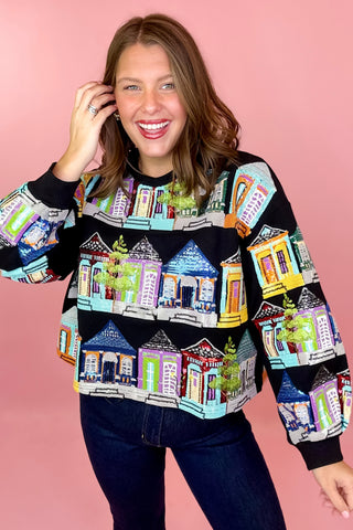Queen Of Sparkles Black Multi Nola Porches Sweatshirt