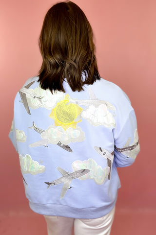 Queen Of Sparkles Blue Airplanes In Sky Sweatshirt