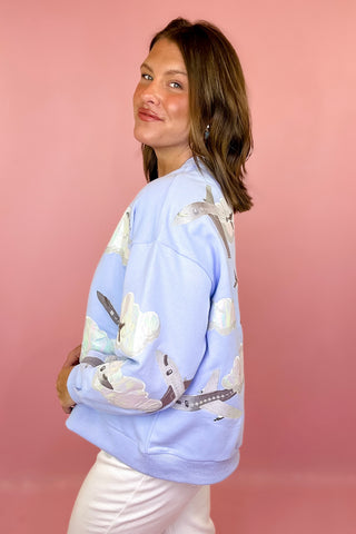 Queen Of Sparkles Blue Airplanes In Sky Sweatshirt