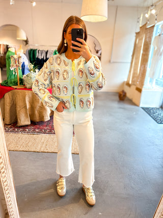 Queen Of Sparkles Blue & Green Oyster Tie Up Sweater