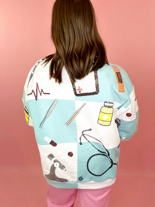 Queen Of Sparkles Blue & White Checkered Medical Instrument Icon Sweatshirt