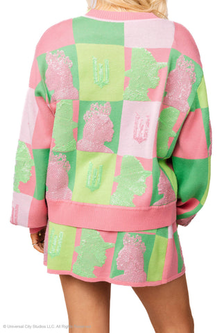 Queen Of Sparkles Elphaba & Glinda Colorblock Profile Cardigan Pink/Green