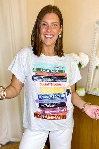 Queen Of Sparkles Grey School Books Tee